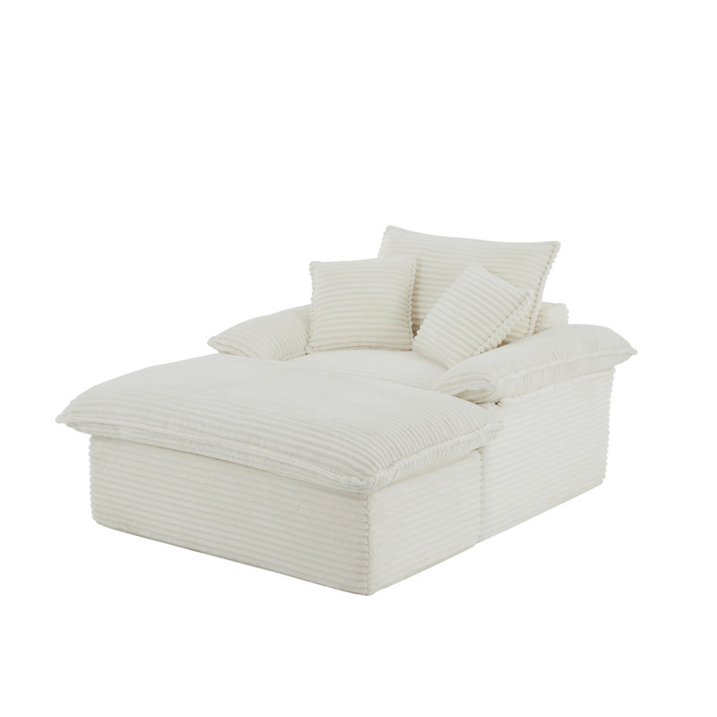 Accent Armchair With Ottoman, White