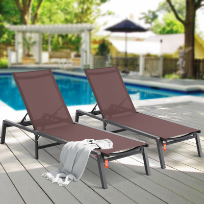 Chaise longue d'extérieur réglable à 5 positions pour 2 chaises longues