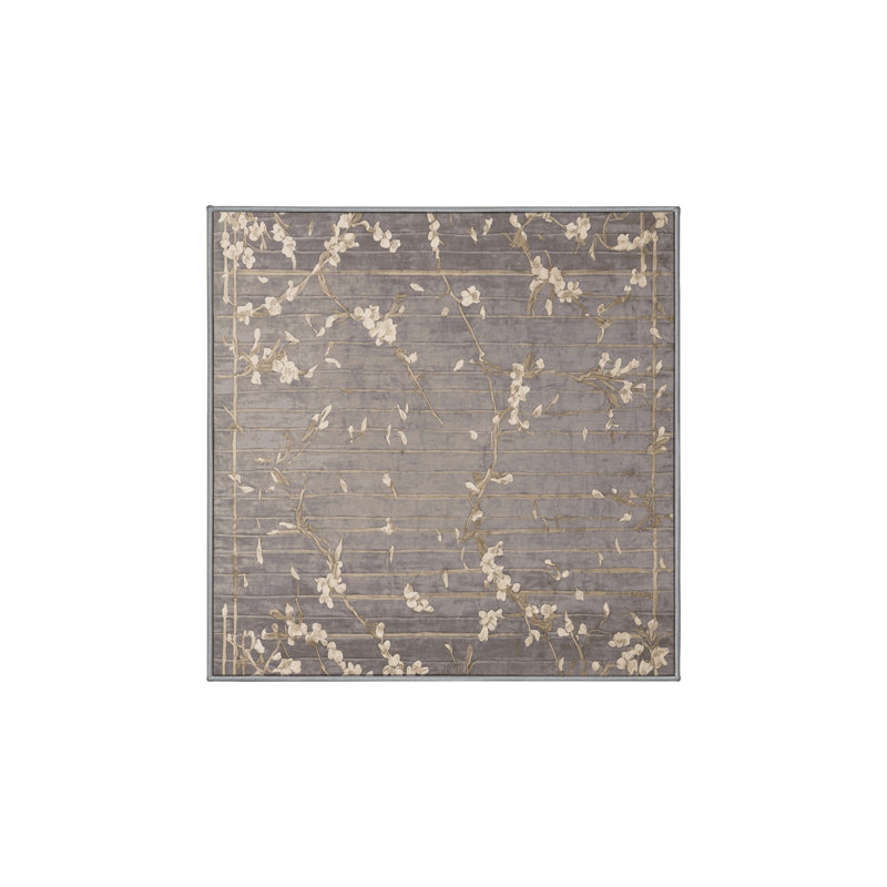 Tapis gris soyeux et moelleux, Carré 6 pi