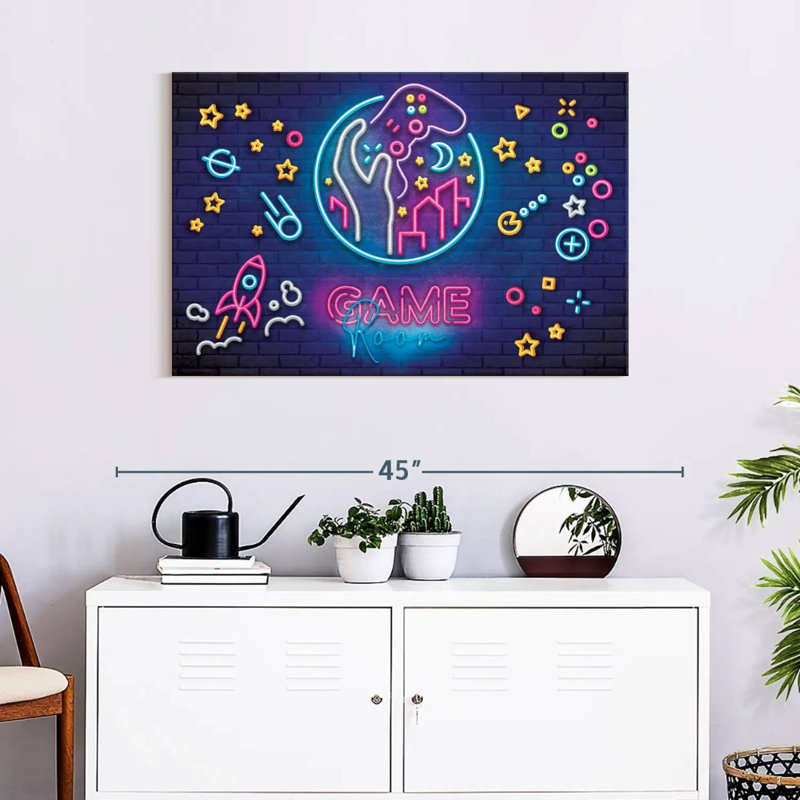 «Game Room», néons sur toile, H 24 po x l 36 po x P 1,25 po