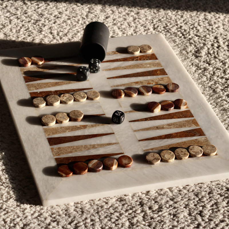 Ensemble de jeu de backgammon de luxe en marbre - jeu de backgammon exquis
