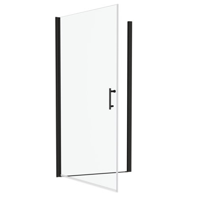 Porte de douche pivotante noire matte - verre trempé de 1/4 po, réglable de 1 3/8 po, stable et étanche, installation facile avec pivot lisse, bonne fuite, installation