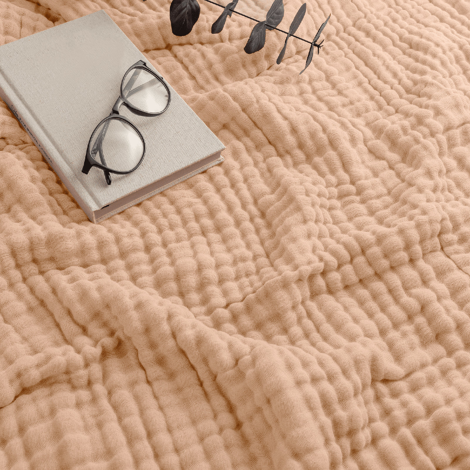 Karlina Muslin Blanket, Throw, Cream