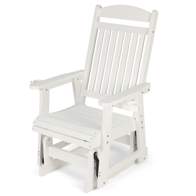 Poly Lumber Patio Glider with Removable Cup Holders, White