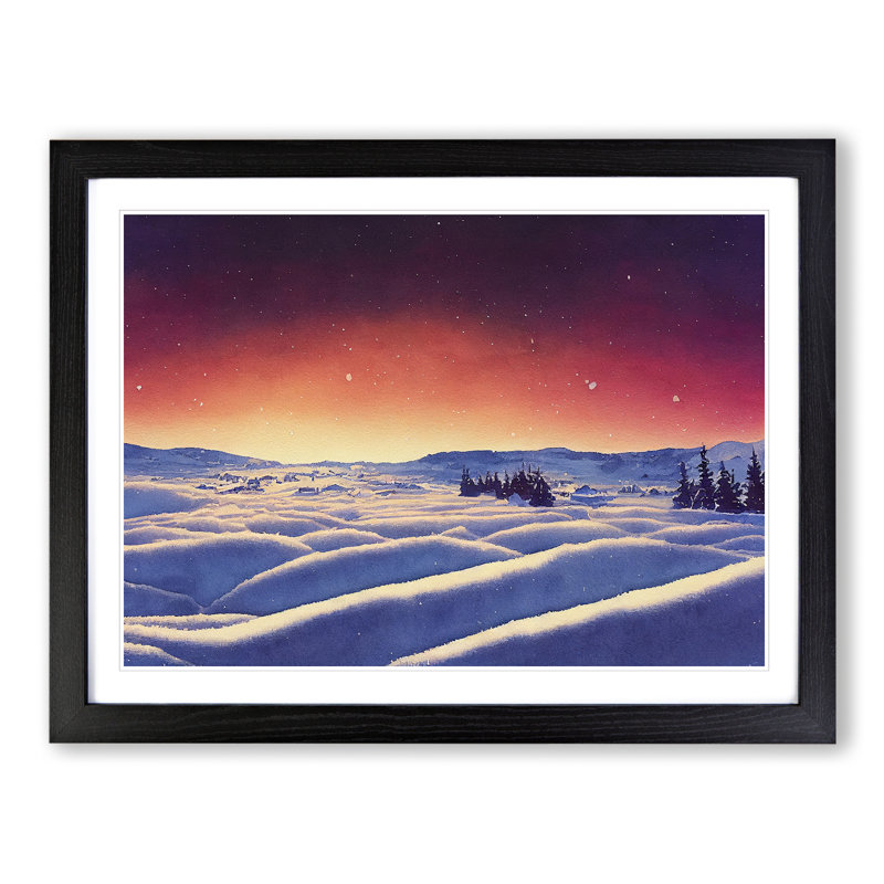 XH1022-10251X Winter Sunset Landscape Vol.2 - Single Picture Frame Print, 46cm H x 64cm W x 2cm D, Black