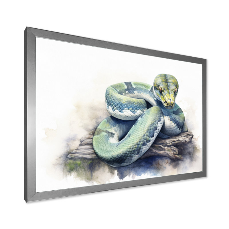 «Wild Snake I» sur toile, Cadre simple argenté, H 12 po x l 20 po x P 1 po