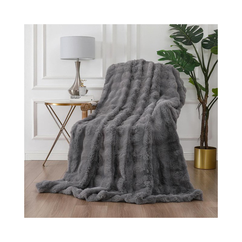 Bubble Throw Machine Tufted Throw Blanket, Grey