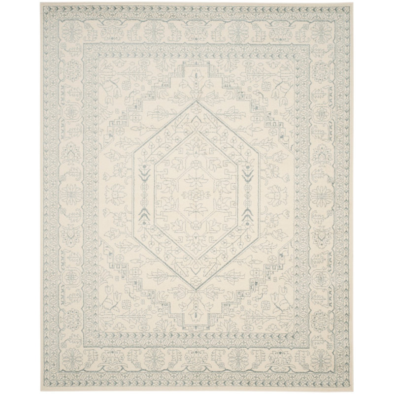 Tapis ivoire / ardoise tissé à la machine Nuss, Rectangle 6 pi x 9 pi