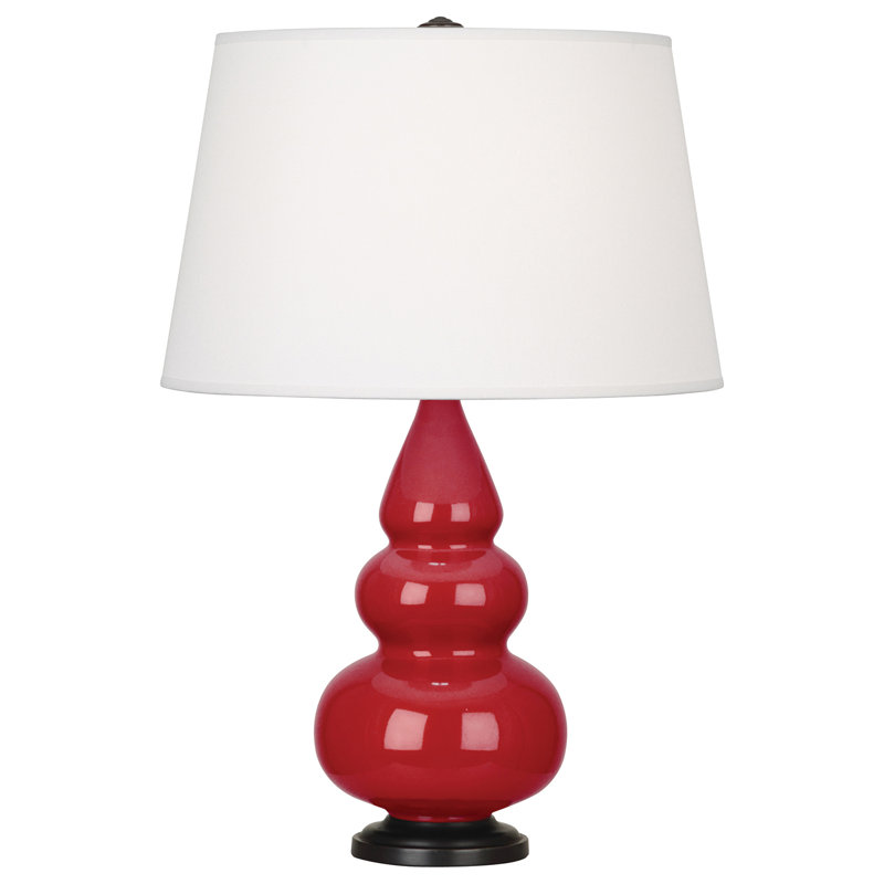 Small Triple Gourd Ceramic Table Lamp, Ruby Red/Deep Patina Bronze, Deep Patina Bronze