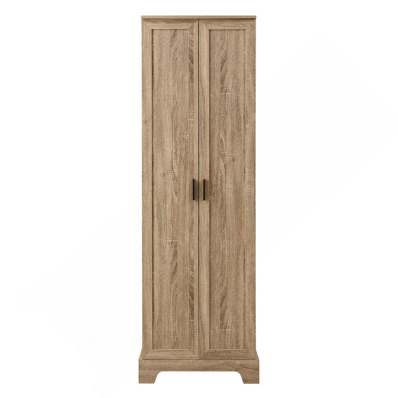 Armoire de rangement avec deux portes pour salle de bain, bureau, tablette réglable, panneau de fibres à densité moyenne, brun