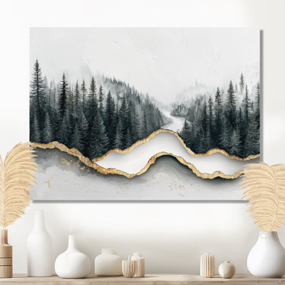Cristal actuel dans la forêt d'hiver rivière I - art mural forêt