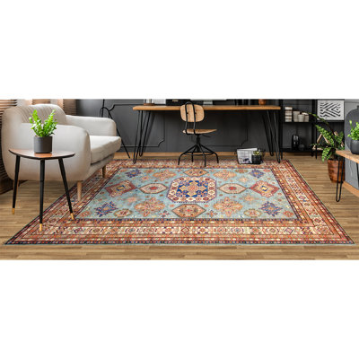Tapis vert et ivoire noué à la main de haute qualité