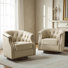 Chaise berçante et pivotante en cuir véritable avec garniture cloutée Nixmary Chesterfield