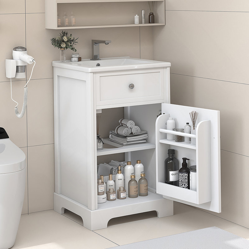 Meuble-lavabo blanc 20 po avec porte à fermeture douce
