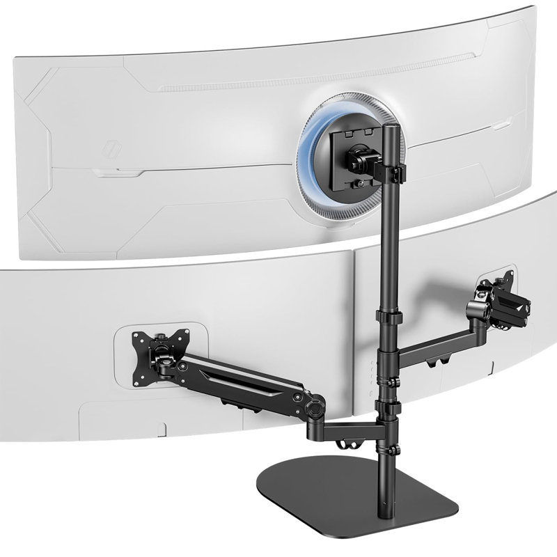Freestanding Triple Monitor Stand, Up to 49", Holds 44 lbs
