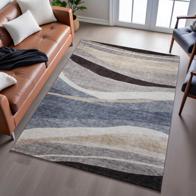 Premium Machine Washable Wayne AMF1098 Swirls Rug
