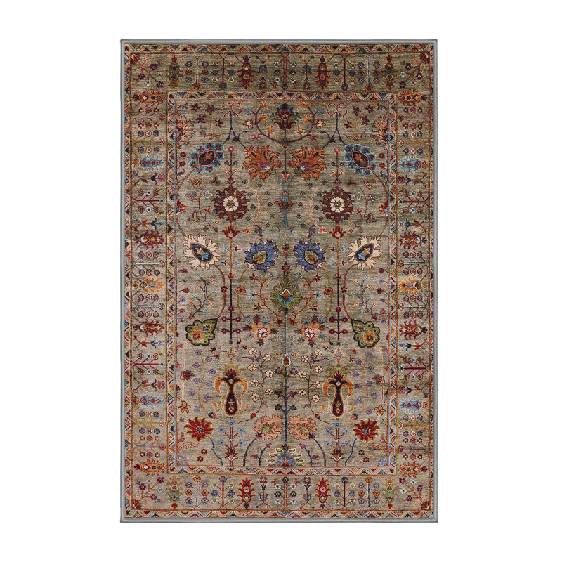Tapis 100% Mid-Century moderne lavable à la machine 2418, Rectangle 5 pi x 8 pi