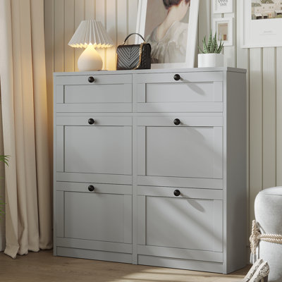 24 Pair Shoe Storage Cabinet With 2 Drawers