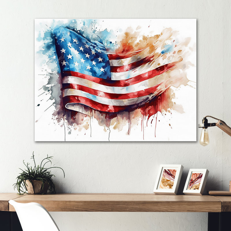 Drapeau américain flottant - décoration murale drapeau en métal, H 12 po x l 20 po x P 1 po
