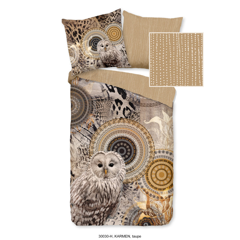 Bedding 135x200+1-80x80 Hip Cotton-satin No.30030 Taupe, 155cm x 220cm Duvet Cover + 1 pillowcases 80 x 80