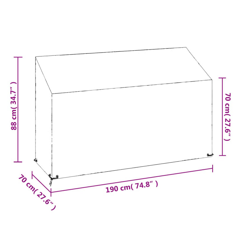 Vidaxl Outdoor Cover, 88cm H x 190cm W x 70cm D