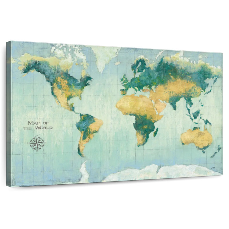 Aliaz Earth Map, 32" H x 48" W