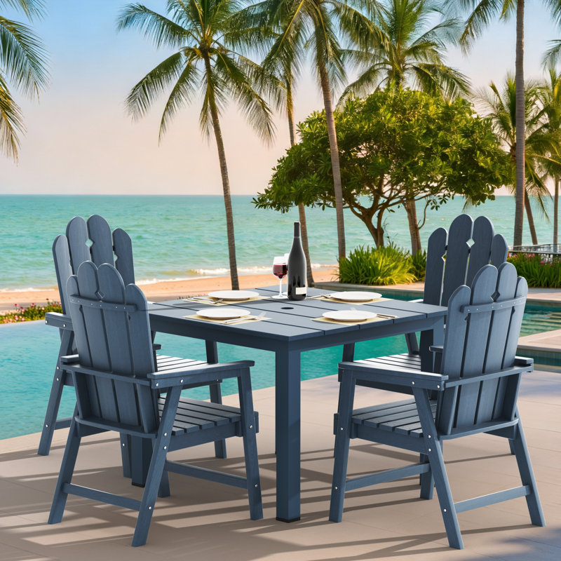 The Outdoor Courtyard Dining Set Includes A Square Table And 4 Beautifully Designed Dining Chairs With Armrests. It Fully Embodies Noble Taste And Attention To Guests, Making It An Ideal Choice For Hosting Guests At Home.