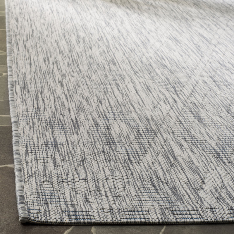 Tapis d'intérieur / extérieur à motif géométrique gris / blé / bleu, Rectangle 9 pi x 12 pi