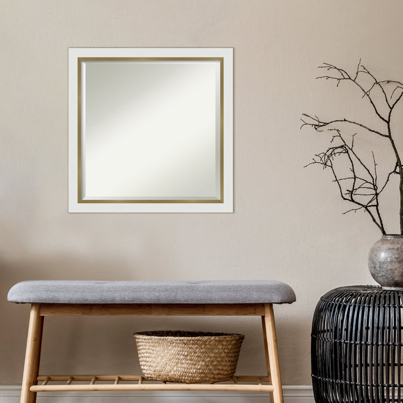 Wall Mirror, White/Gold, 23" x 23"