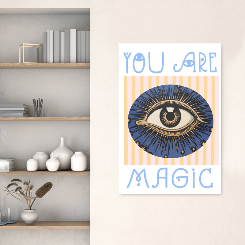 Affiche murale abstraite contemporaine de paysage naturel avec œil magique mystique, H 48 po x l 32 po