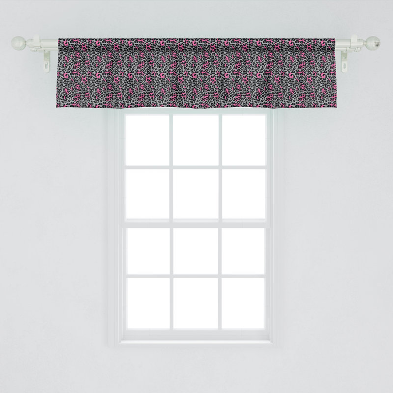 Ensemble de 2 cantonnières à motif léopard Ambesonne 54 po x 12 po noir gris et rose