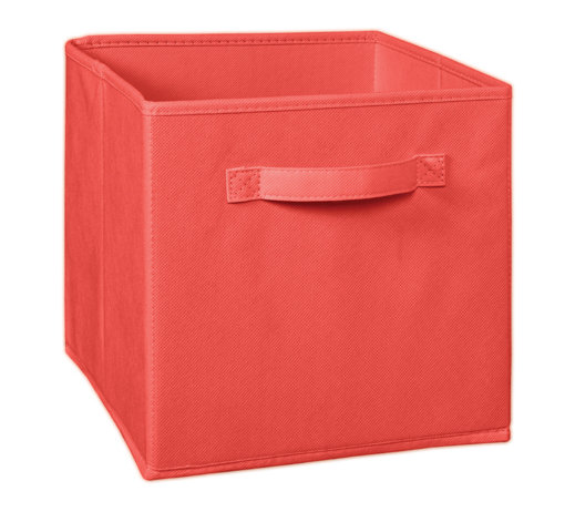 Cubeicals Fabric Basket 28cm Collapsible Storage Cube Drawer with Pull Handle, Coral