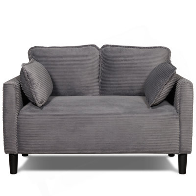 48" Soft Corduroy Loveseat Couch W/Soft Cushions,Side Storage Pocket,Sturdy Composite Board & Solid Wood Frame, High Rebound Sponge