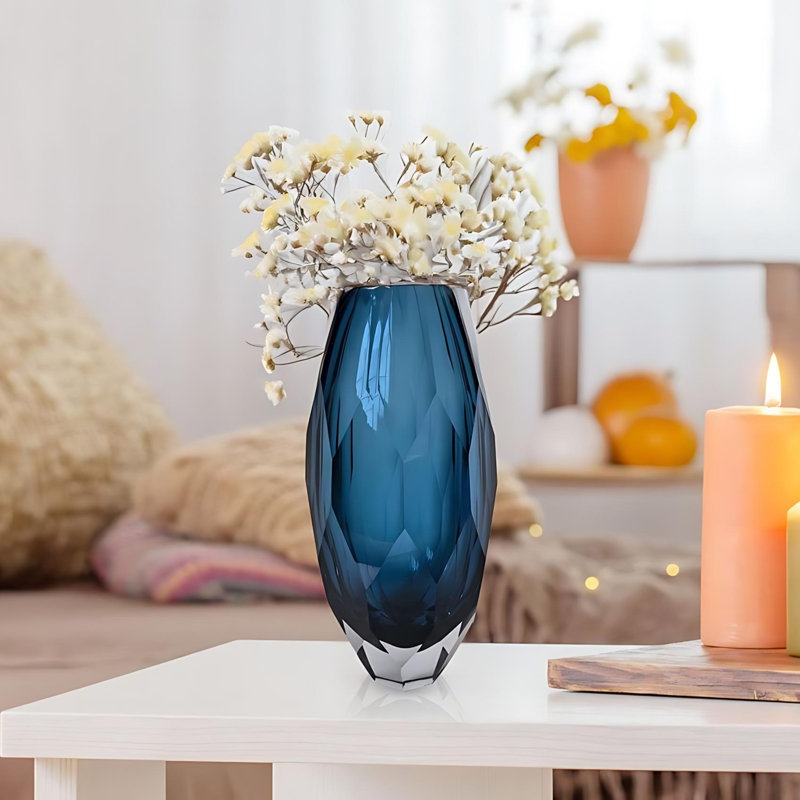 Vase de table Ava Art Deco, 11", Bleu