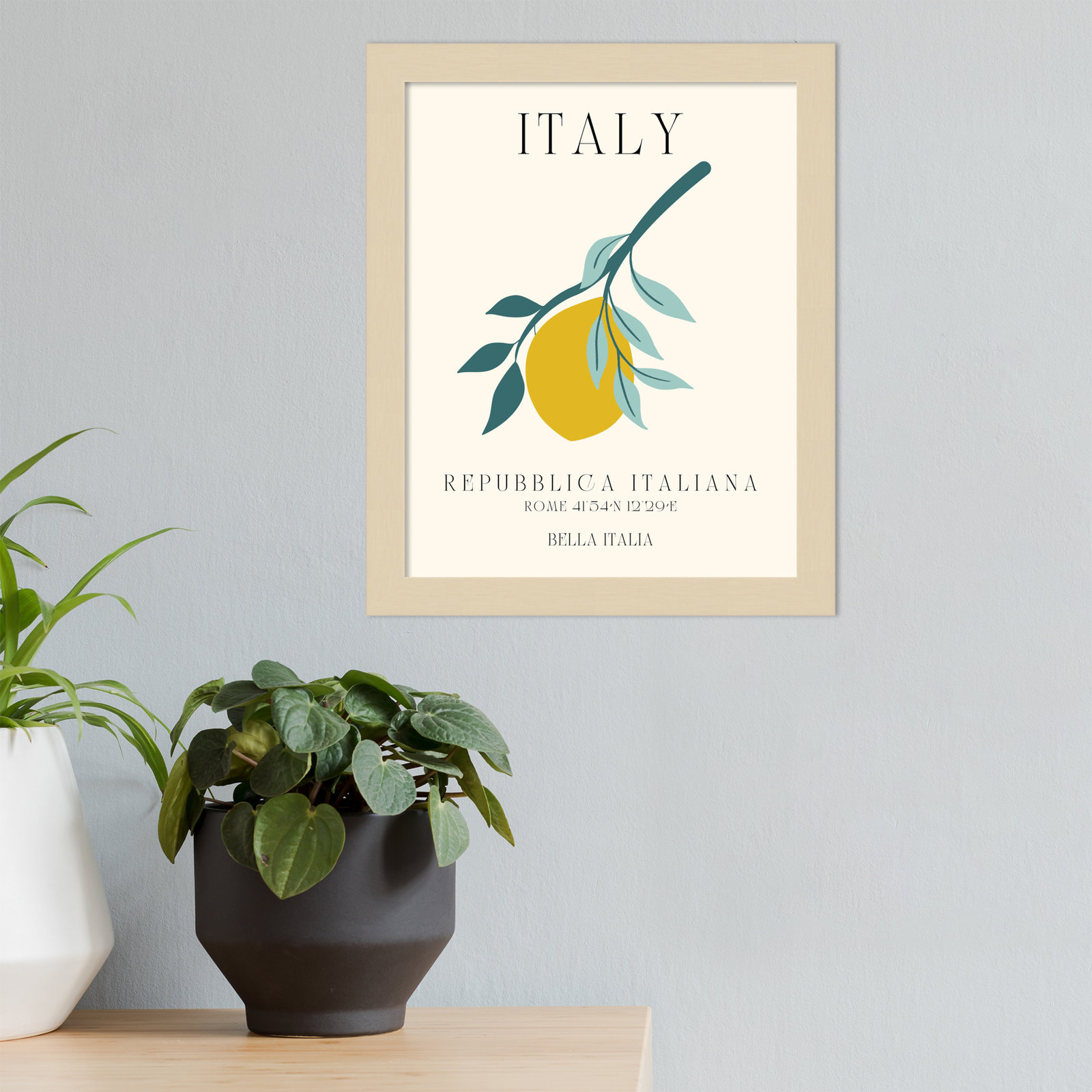 Mirando "Italy Travel Poster" Print, 11" W x 13" H x 1" D, Brown Framed