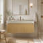 Meuble-lavabo flottant mural 72 po avec comptoir en quartz blanc et vasque circulaire blanche 72 po