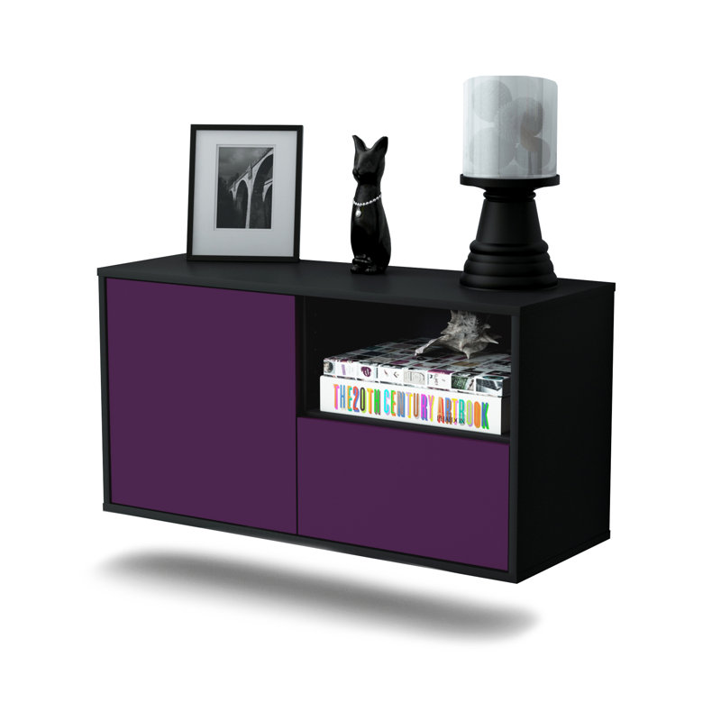 Pomroy Unfinished Floating TV Stand, Purple