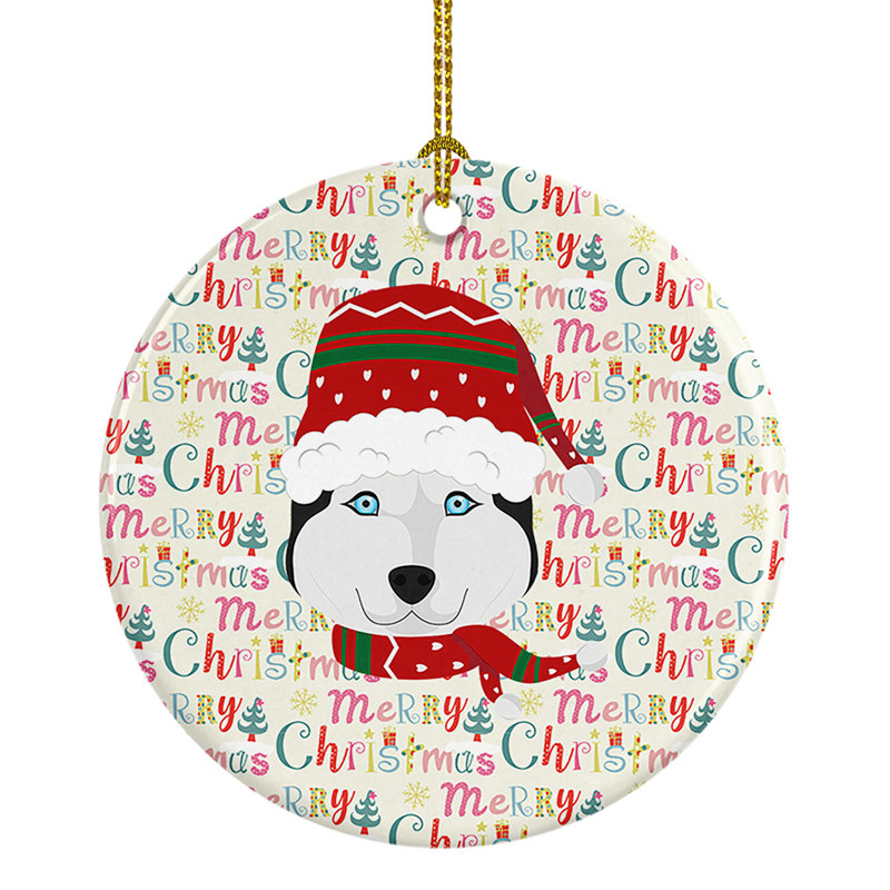 Ornement suspendu Husky sibérien et joyeux Noël