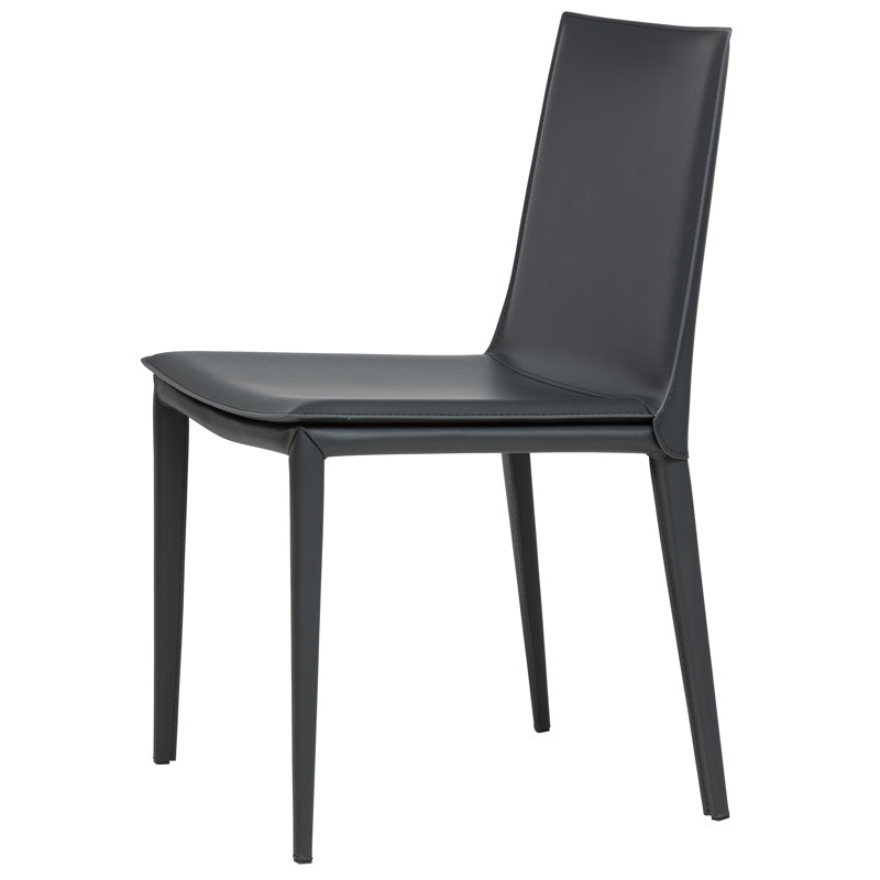 Chaise en cuir Kanaya, Gris