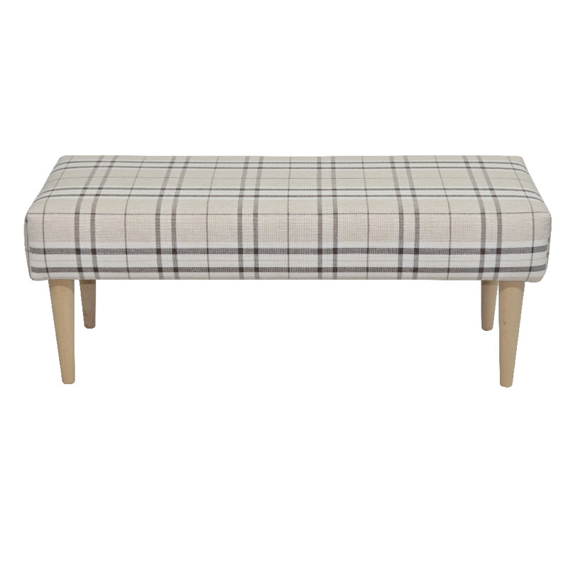 Pastel Polyester Blend Upholstered Bench, Cream
