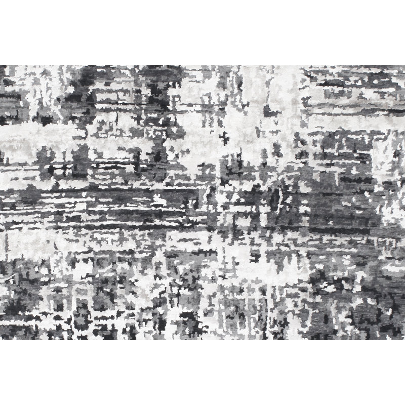 Hand-Knotted High-Quality Gray and Silver Area Rug