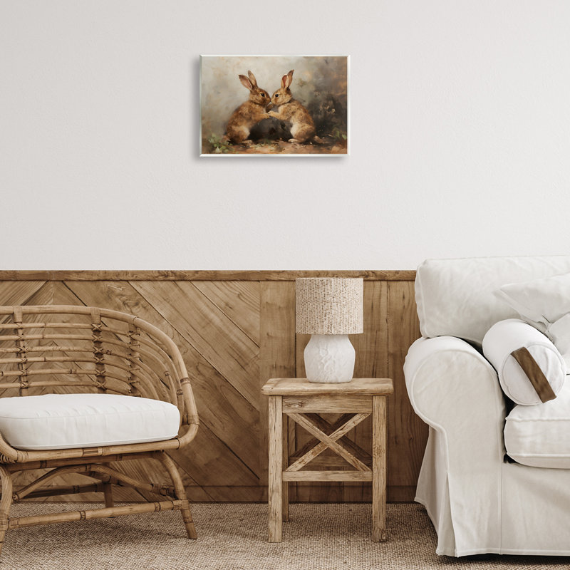 «Bunny Boxing Duo», plaque murale par Petal Prints Design, H 10 po x l 15 po
