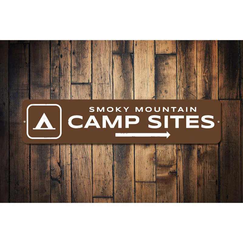 Enseigne de camping personnalisée en aluminium Arrow, H 4 po x l 18 po x P 0,04 po, Oui