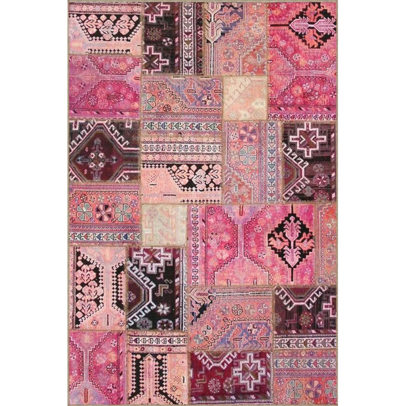 Pink Knot Floral Modern Patterned Woven Base And Decorative Washable Carpet, Runner 3'4" x 9'11"