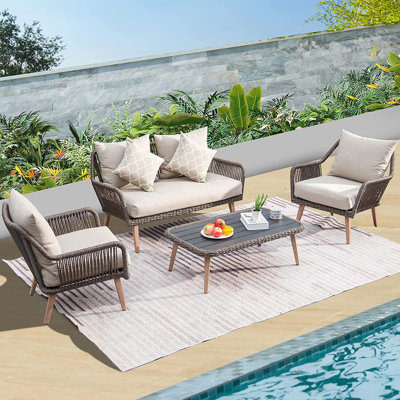 Sipsey 4 Piece Sofa Seating Group with Cushions by Bay Isle Home