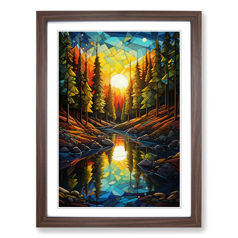 Single Picture Frame Print on Wood, 46cm H x 34cm W, Walnut Framed