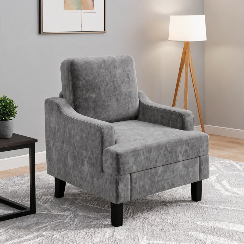 Fauteuil d'appoint en chenille, fauteuil de lecture rembourré, Grey Chenille
