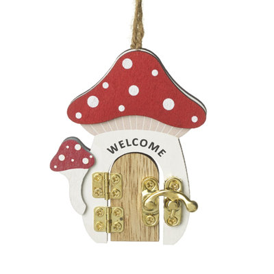 Hanging Mushroom Fairy Door Decoration