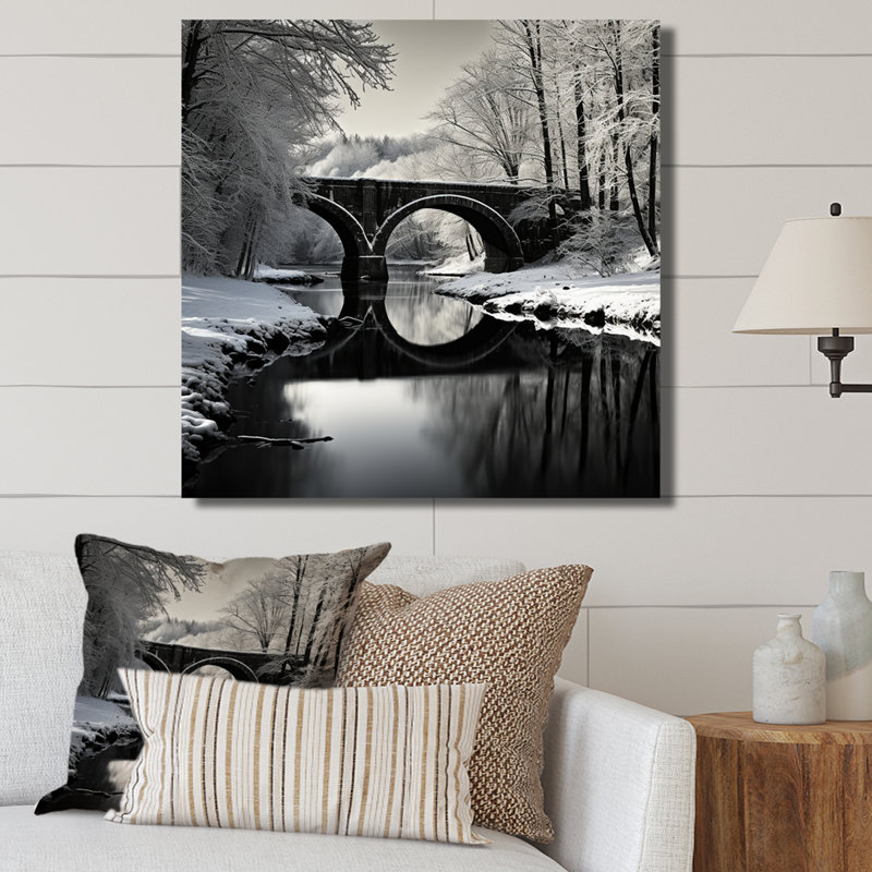 «Bridges Winter Scenery» sur toile, H 36 po x l 36 po x P 1,5 po, Toile tendue