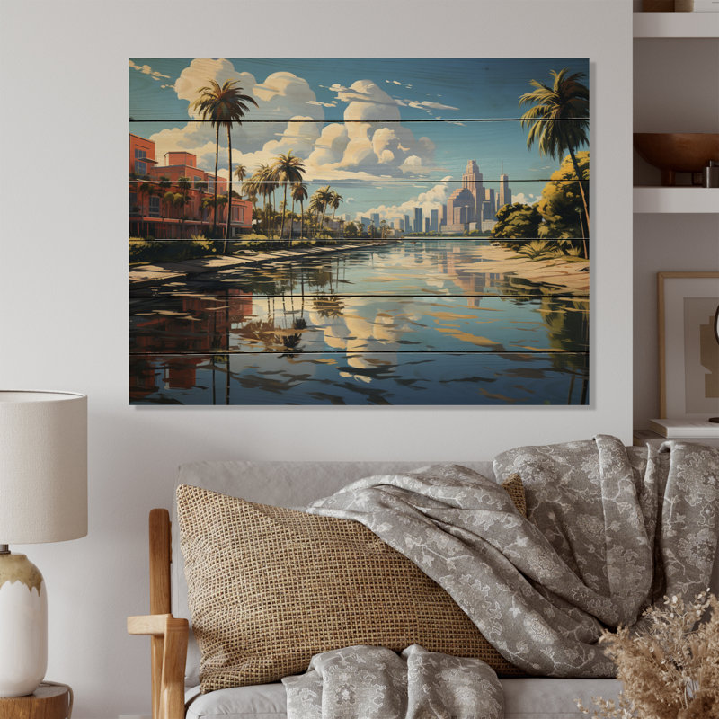 Miami Sunshines State I sur impression sur bois, H 30 po x l 40 po x P 0,78 po